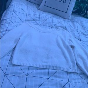 size small hollister of the shoulder white sweater